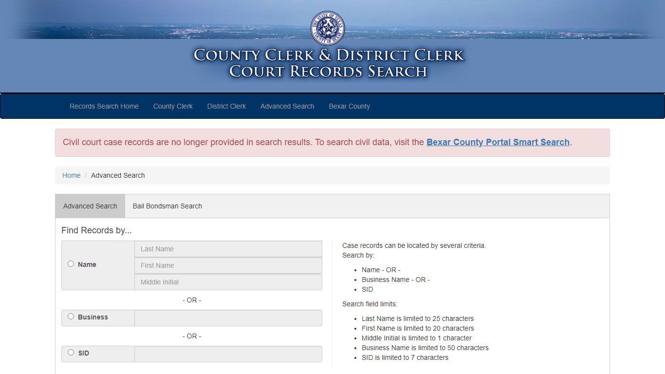 Find Records by... - Court Records Search